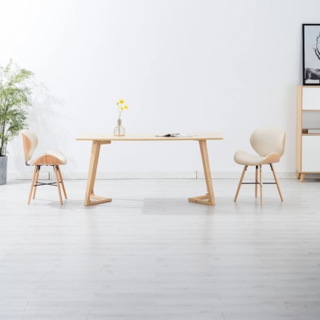 vidaXL Sillas de comedor 2 uds cuero sintético y madera curvada crema