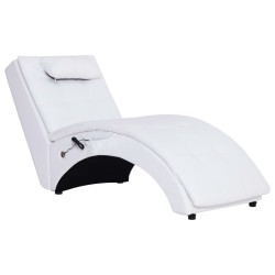 vidaXL Diván de masaje con almohada de cuero sintético blanco