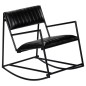 vidaXL Silla mecedora de cuero auténtico negro vidaXL Silla mecedora de cuero auténtico negro