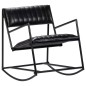 vidaXL Silla mecedora de cuero auténtico negro vidaXL Silla mecedora de cuero auténtico negro