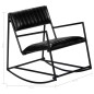 vidaXL Silla mecedora de cuero auténtico negro vidaXL Silla mecedora de cuero auténtico negro