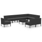vidaXL Set de muebles de jardín 11 pzas cojines ratán sintético negro
