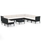 vidaXL Set de muebles de jardín 11 pzas cojines ratán sintético negro vidaXL Set de muebles de jardín 11 pzas cojines ratán sintético negro