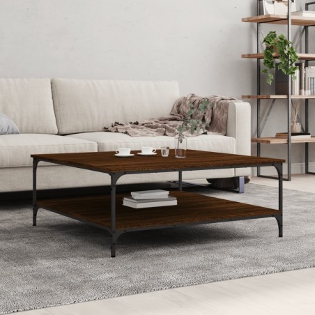 vidaXL Mesa de centro madera de ingeniería marrón roble 100x100x40 cm