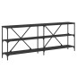 vidaXL Mesa consola hierro y madera de ingeniería negro 200x30x75 cm vidaXL Mesa consola hierro y madera de ingeniería negro 200x30x75 cm
