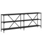 vidaXL Mesa consola hierro y madera de ingeniería negro 200x30x75 cm vidaXL Mesa consola hierro y madera de ingeniería negro 200x30x75 cm