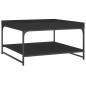 vidaXL Mesa de centro madera de ingeniería y hierro negro 80x80x45 cm vidaXL Mesa de centro madera de ingeniería y hierro negro 80x80x45 cm