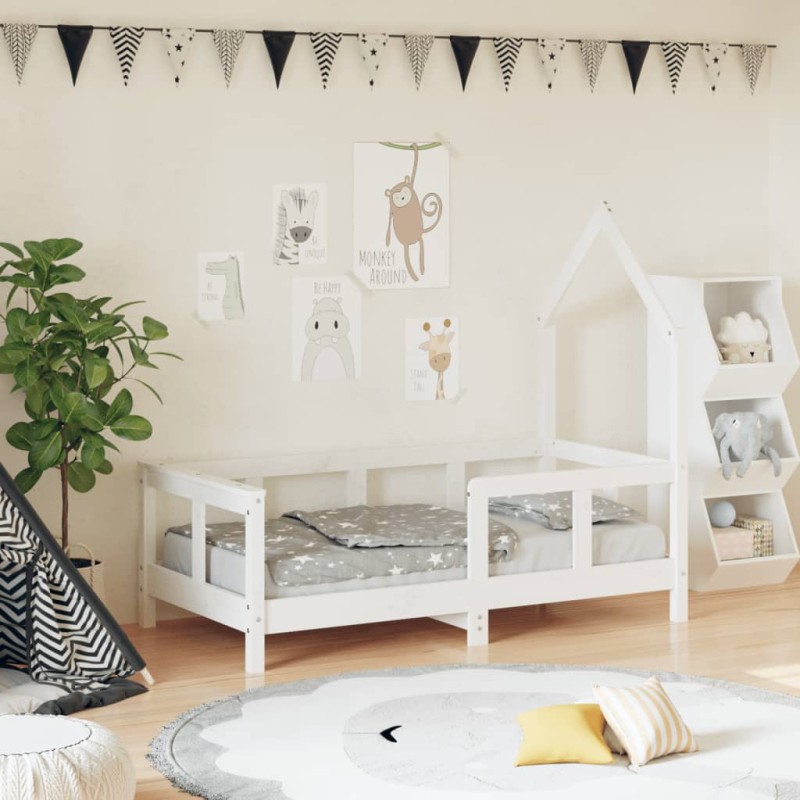 vidaXL Estructura de cama para niños madera de pino blanco 70x140 cm vidaXL Estructura de cama para niños madera de pino blanco 70x140 cm
