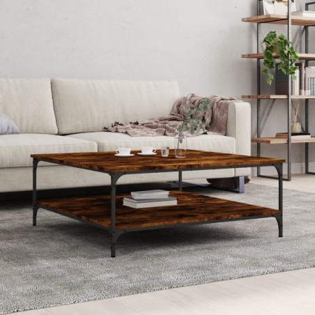vidaXL Mesa de centro madera de ingeniería roble ahumado 100x100x40 cm