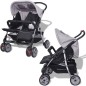 vidaXL Cochecito gemelar de acero gris y negro