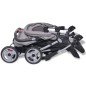 vidaXL Cochecito gemelar de acero gris y negro