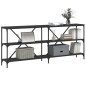 vidaXL Mesa consola hierro y madera de ingeniería negro 180x30x75 cm