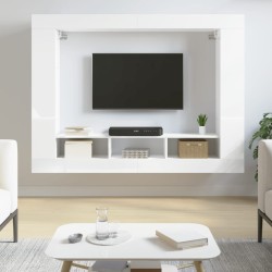 vidaXL Mueble de TV madera de ingeniería blanco brillo 152x22x113 cm