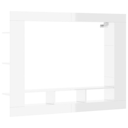 vidaXL Mueble de TV madera de ingeniería blanco brillo 152x22x113 cm