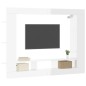 vidaXL Mueble de TV madera de ingeniería blanco brillo 152x22x113 cm vidaXL Mueble de TV madera de ingeniería blanco brillo 152x22x113 cm