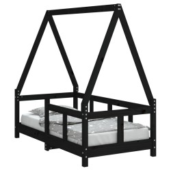 vidaXL Estructura de cama para niños madera de pino negro 70x140 cm