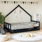 vidaXL Estructura de cama niños con cajones madera pino negro 90x200cm vidaXL Estructura de cama niños con cajones madera pino negro 90x200cm