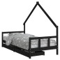 vidaXL Estructura de cama niños con cajones madera pino negro 90x200cm vidaXL Estructura de cama niños con cajones madera pino negro 90x200cm