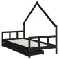 vidaXL Estructura de cama niños con cajones madera pino negro 90x200cm vidaXL Estructura de cama niños con cajones madera pino negro 90x200cm