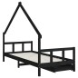 vidaXL Estructura de cama niños con cajones madera pino negro 90x200cm vidaXL Estructura de cama niños con cajones madera pino negro 90x200cm