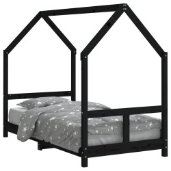 vidaXL Estructura de cama para niños madera de pino negro 80x160 cm