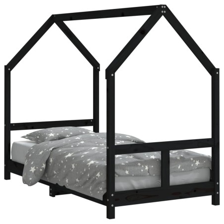 vidaXL Estructura de cama para niños madera de pino negro 80x160 cm