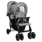 vidaXL Carrito para gemelos tandem de acero gris claro vidaXL Carrito para gemelos tandem de acero gris claro