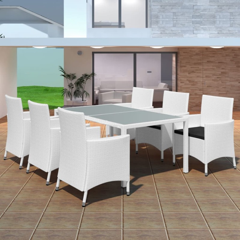 vidaXL Set de comedor de jardín 7 piezas ratán sintético blanco crema