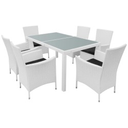 vidaXL Set de comedor de jardín 7 piezas ratán sintético blanco crema