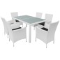 vidaXL Set de comedor de jardín 7 piezas ratán sintético blanco crema