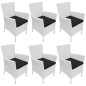 vidaXL Set de comedor de jardín 7 piezas ratán sintético blanco crema