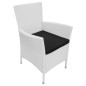 vidaXL Set de comedor de jardín 7 piezas ratán sintético blanco crema