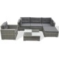vidaXL Juego de muebles de jardín 6 pzs y cojines ratán sintético gris vidaXL Juego de muebles de jardín 6 pzs y cojines ratán sintético gris