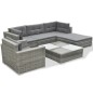 vidaXL Juego de muebles de jardín 6 pzs y cojines ratán sintético gris vidaXL Juego de muebles de jardín 6 pzs y cojines ratán sintético gris