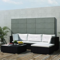 vidaXL Set muebles de jardín 5 piezas y cojines ratán sintético negro