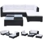 vidaXL Set muebles de jardín 5 piezas y cojines ratán sintético negro vidaXL Set muebles de jardín 5 piezas y cojines ratán sintético negro