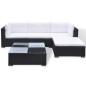 vidaXL Set muebles de jardín 5 piezas y cojines ratán sintético negro vidaXL Set muebles de jardín 5 piezas y cojines ratán sintético negro