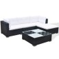 vidaXL Set muebles de jardín 5 piezas y cojines ratán sintético negro vidaXL Set muebles de jardín 5 piezas y cojines ratán sintético negro