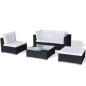 vidaXL Set muebles de jardín 5 piezas y cojines ratán sintético negro vidaXL Set muebles de jardín 5 piezas y cojines ratán sintético negro