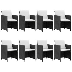 vidaXL Set comedor de jardín 9 piezas y cojines ratán sintético negro