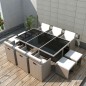 vidaXL Set comedor de jardín 11 piezas y cojines ratán sintético beige vidaXL Set comedor de jardín 11 piezas y cojines ratán sintético beige