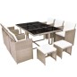 vidaXL Set comedor de jardín 11 piezas y cojines ratán sintético beige vidaXL Set comedor de jardín 11 piezas y cojines ratán sintético beige