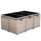 vidaXL Set comedor de jardín 11 piezas y cojines ratán sintético beige vidaXL Set comedor de jardín 11 piezas y cojines ratán sintético beige