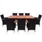 vidaXL Set comedor de jardín 9 piezas y cojines ratán sintético negro vidaXL Set comedor de jardín 9 piezas y cojines ratán sintético negro