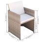 vidaXL Mesa y sillas bistró de jardín 3 pzs y cojines poli ratán beige vidaXL Mesa y sillas bistró de jardín 3 pzs y cojines poli ratán beige