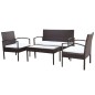 vidaXL Muebles de jardín 4 piezas con cojines ratán sintético marrón