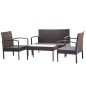 vidaXL Muebles de jardín 4 piezas con cojines ratán sintético marrón