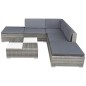vidaXL Set de muebles de jardín 6 pzas y cojines ratán sintético gris vidaXL Set de muebles de jardín 6 pzas y cojines ratán sintético gris