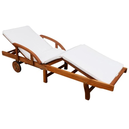 vidaXL Tumbona con cojín madera maciza de acacia 