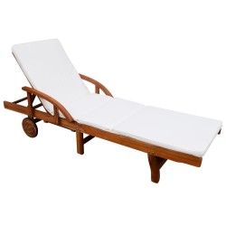 vidaXL Tumbona con cojín madera maciza de acacia 